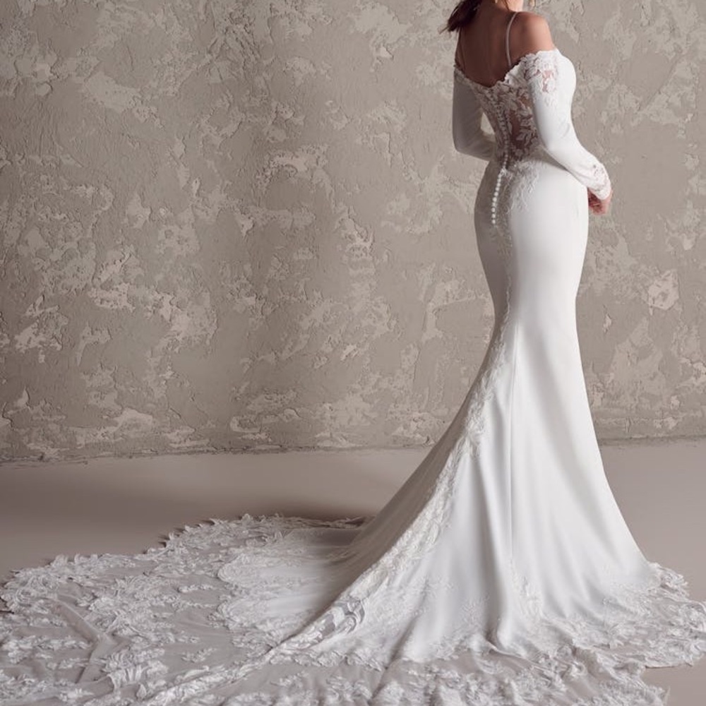Maggie Sottero Tyra Long Sleeve Wedding Dress, 24MK217A01, Size 8 - Picture 9 of 11